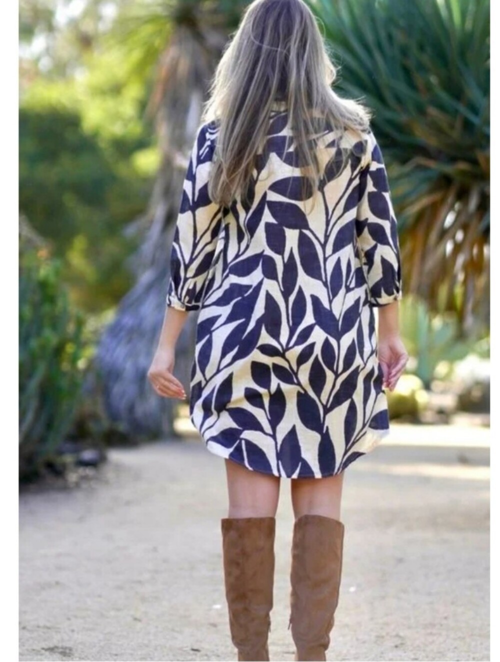Dolma Navy Beige Tunic Georgia Bailey Cotton Dress Above Knee Pockets - Picture 2 of 14